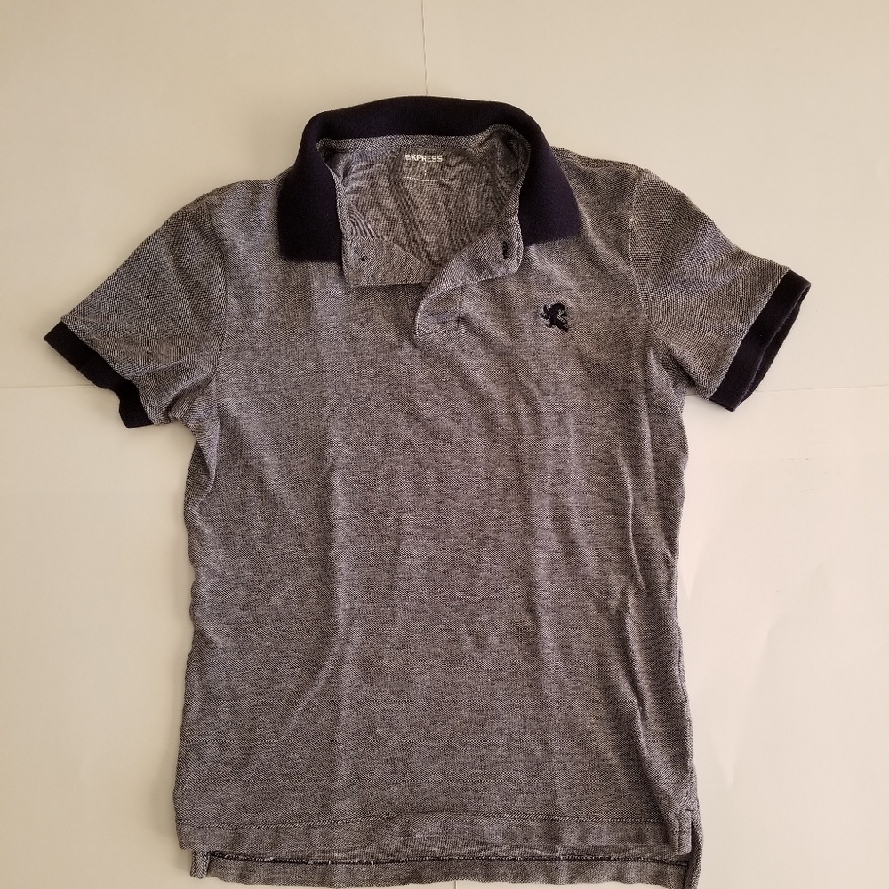 Express Mens Grey Polo Button Shirt Sz Small